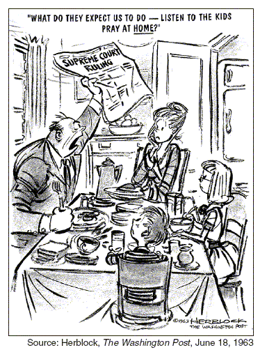 Herblock cartoon of June 18, 1963 - school prayer